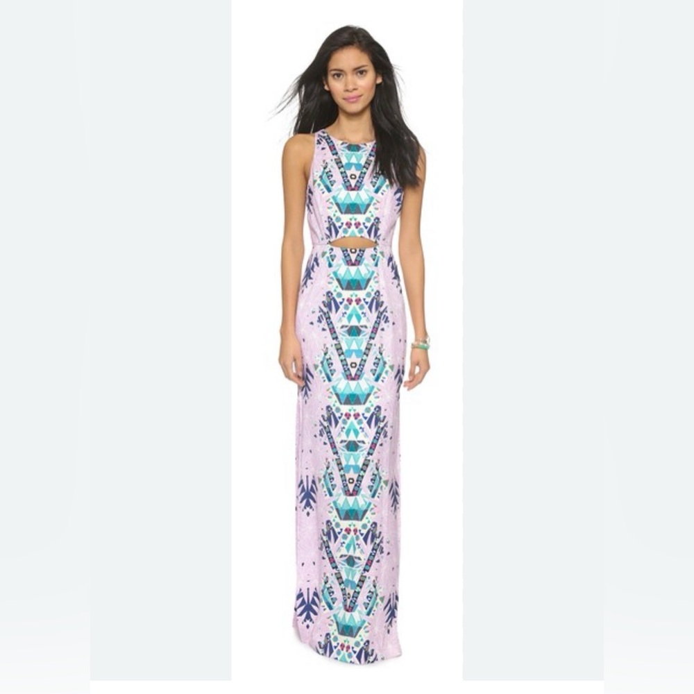 Mara Hoffman Pink Maxi Dress with Turquoise & Navy Geometric Print